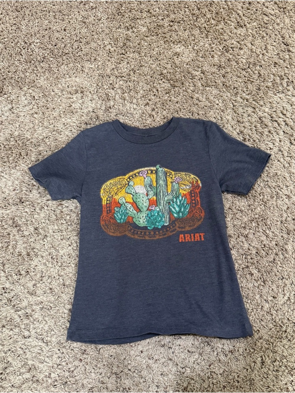 Ariat Navy Tee with Colorful Cactus Graphic
